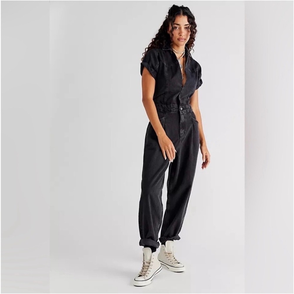 We the Free Marla Denim‎ Jumpsuit black XS cotton gorpcore utilitarian casual